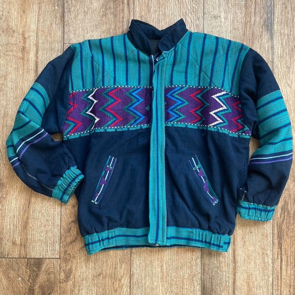 Jackets & Blazers - Vintage Bomber Jacket with embroidered and knit detail